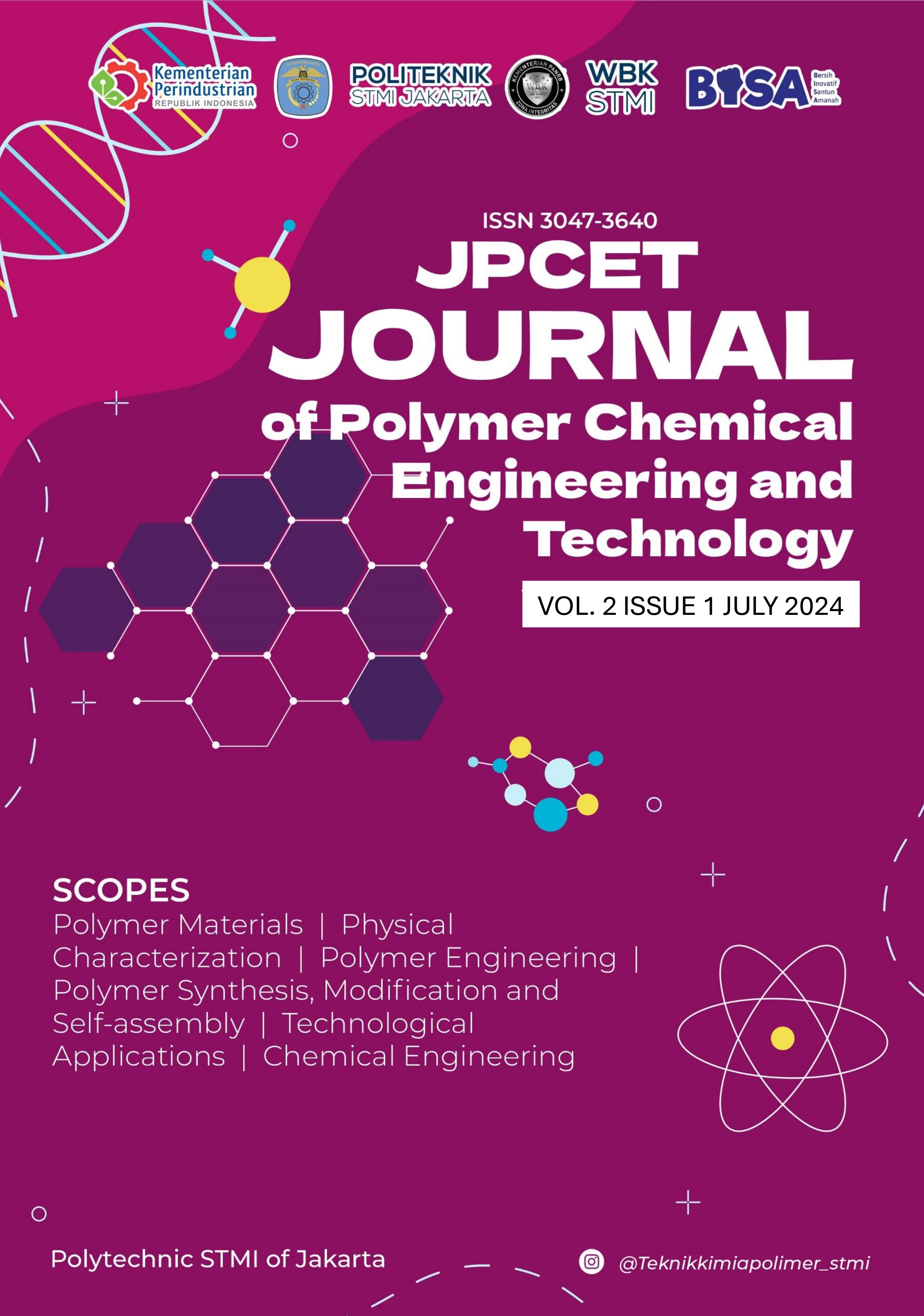 					View Vol. 2 No. 1 (2024): Journal of Polymer Chemical Engineering and Technology (Juli 2024)
				